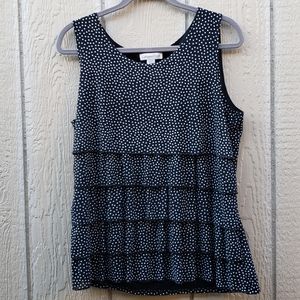 Coldwater Creek  Sleeveless Layered PolkaDot Top L